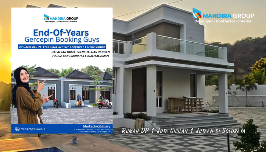 Rumah DP 1 Juta Cicilan 1 Jutaan di Soloraya