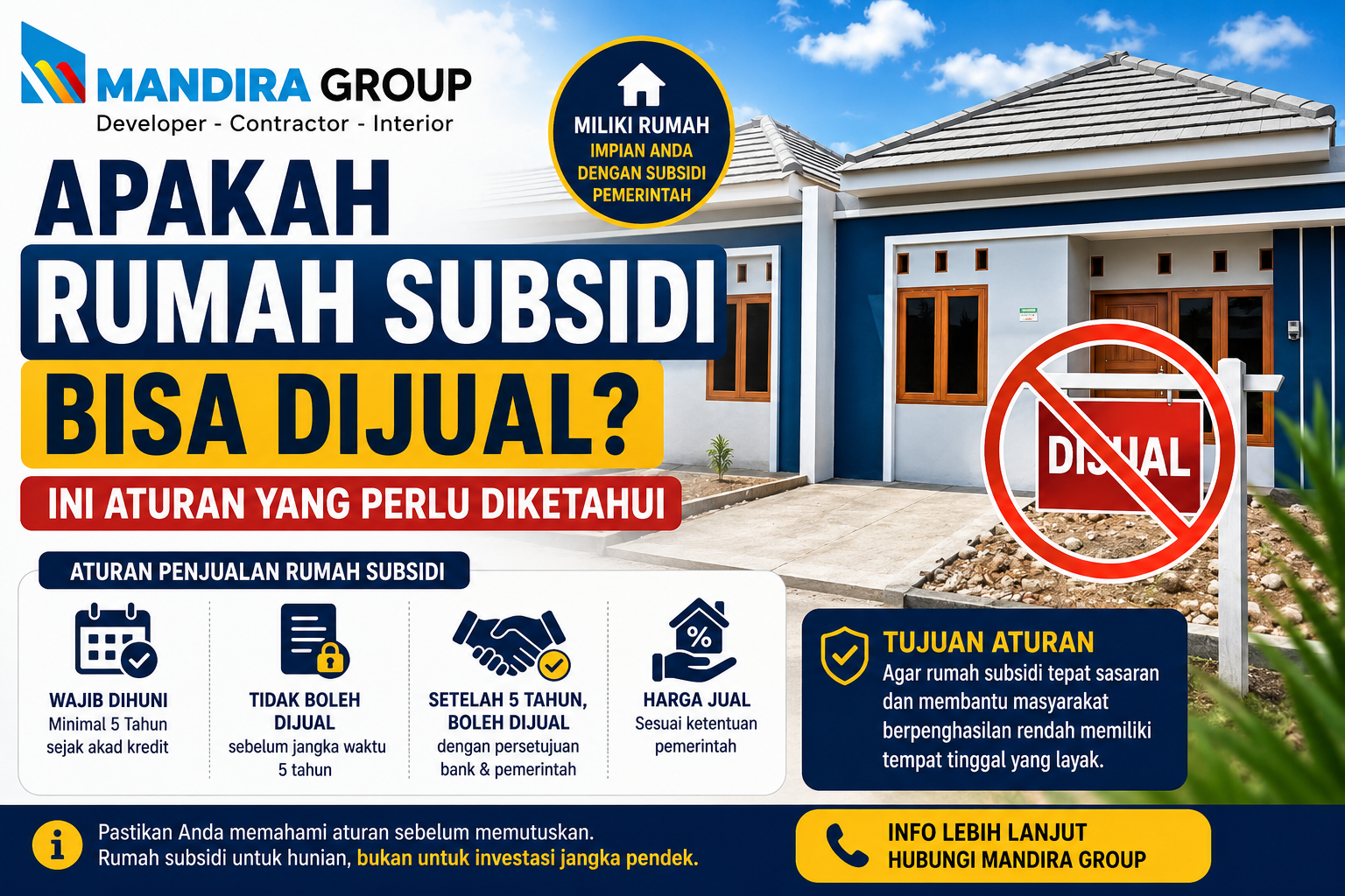 Apakah Rumah Subsidi Bisa Dijual Ini Aturan yang Perlu Diketahui