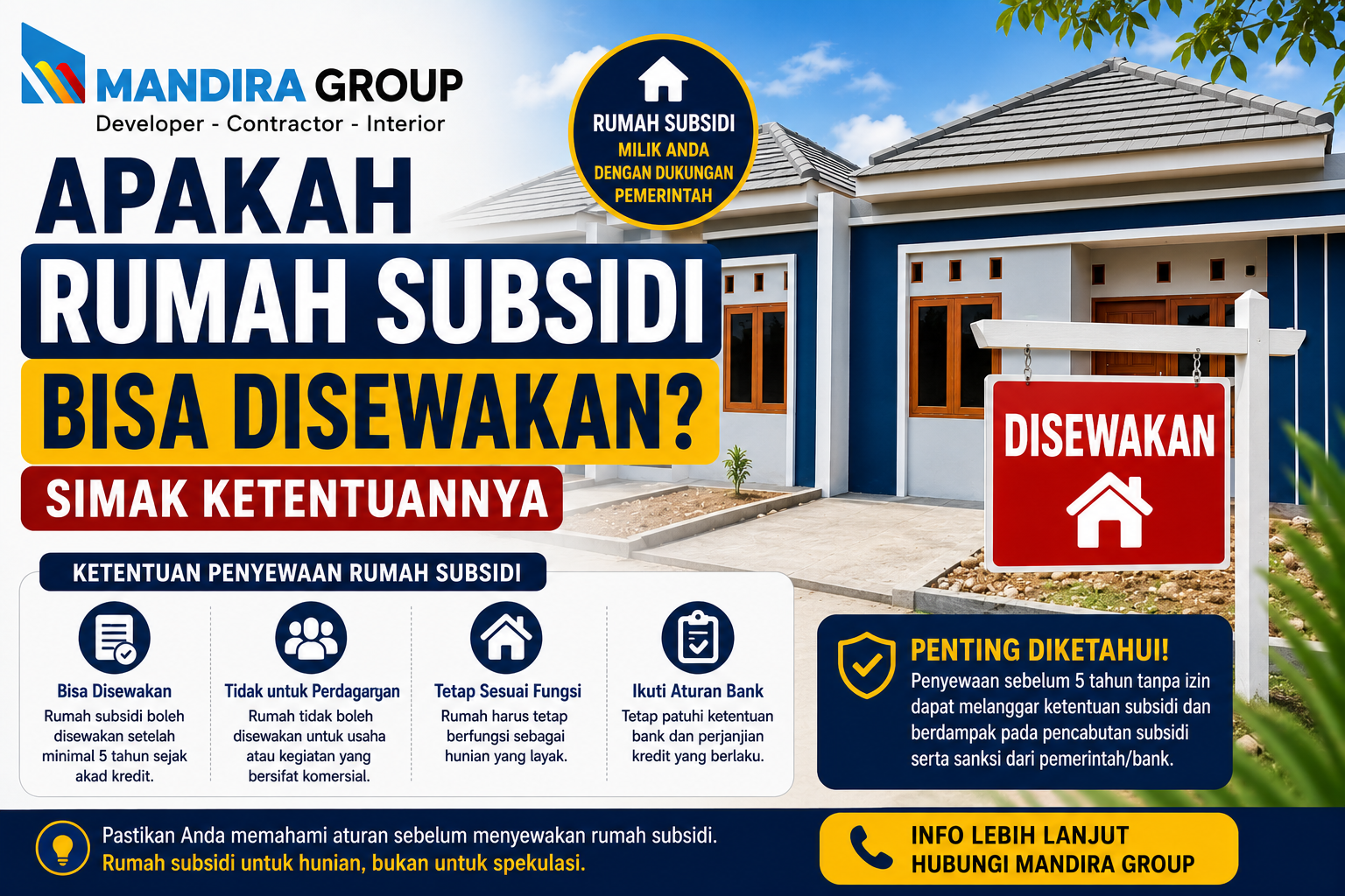 Apakah Rumah Subsidi Bisa Disewakan Simak Ketentuannya